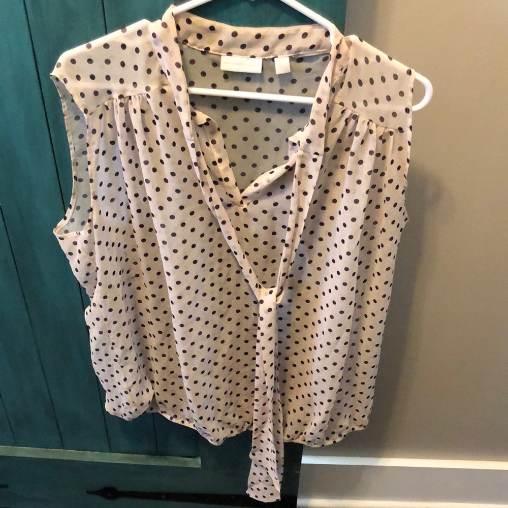 Cream / black polka dot see thru tank
